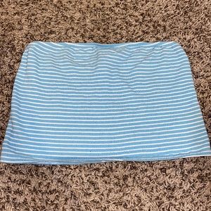 White and light blue tube top